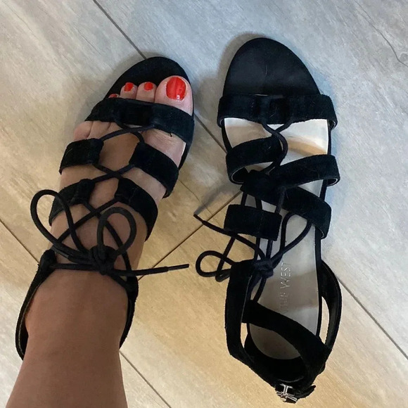 NINE WEST Suede Lace-up Sandals, Size 7.5 - Picture 2 of 4